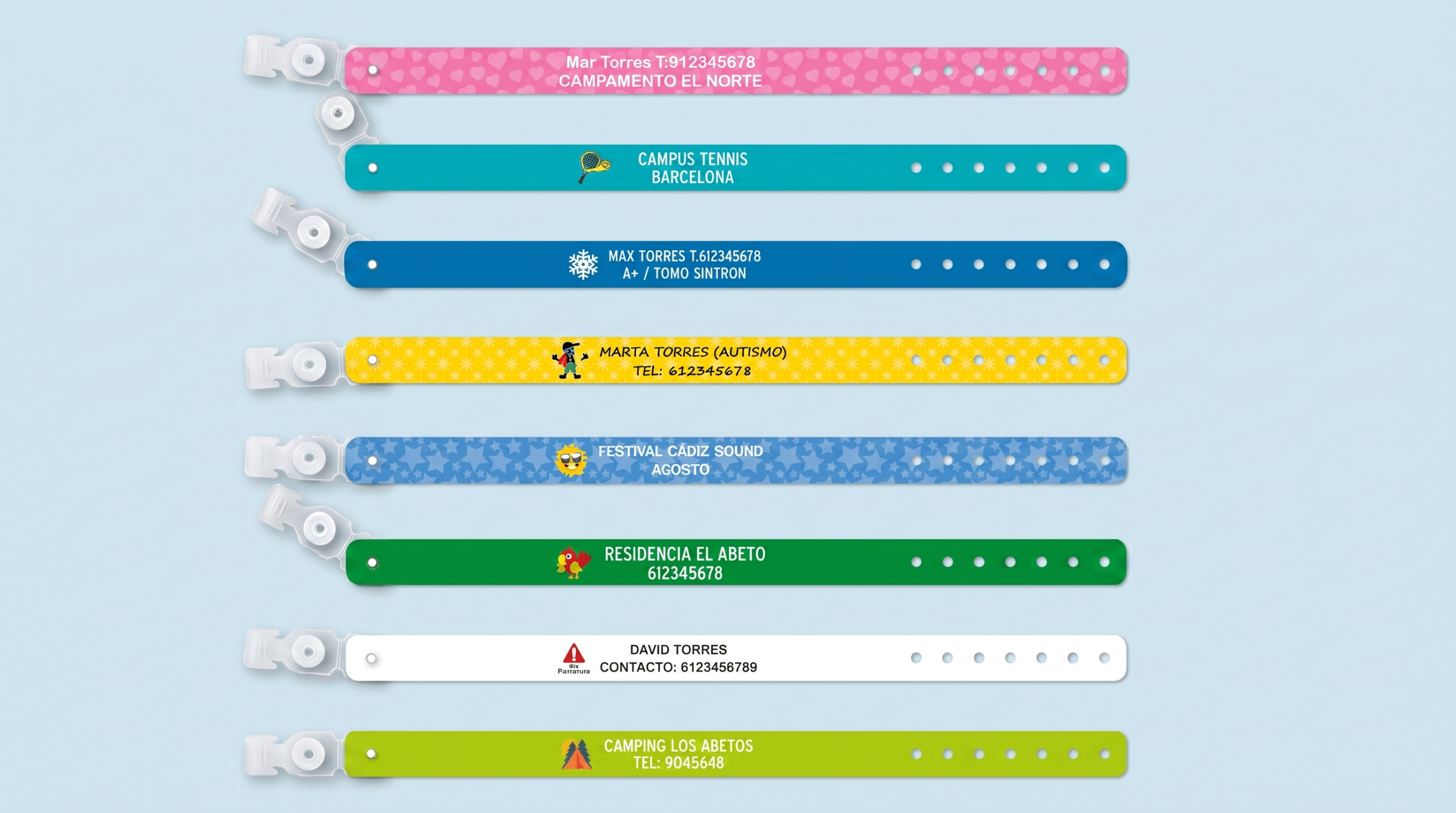 Pulseras de tela personalizadas Stikets para adultos usadas en deporte, alergias y residencias