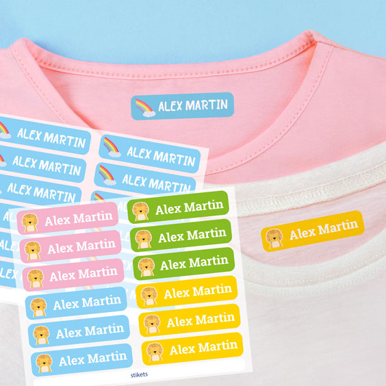 Etiquetas termoadhesivas personalizadas Stikets con nombre listas para colocar en el cuello de la ropa