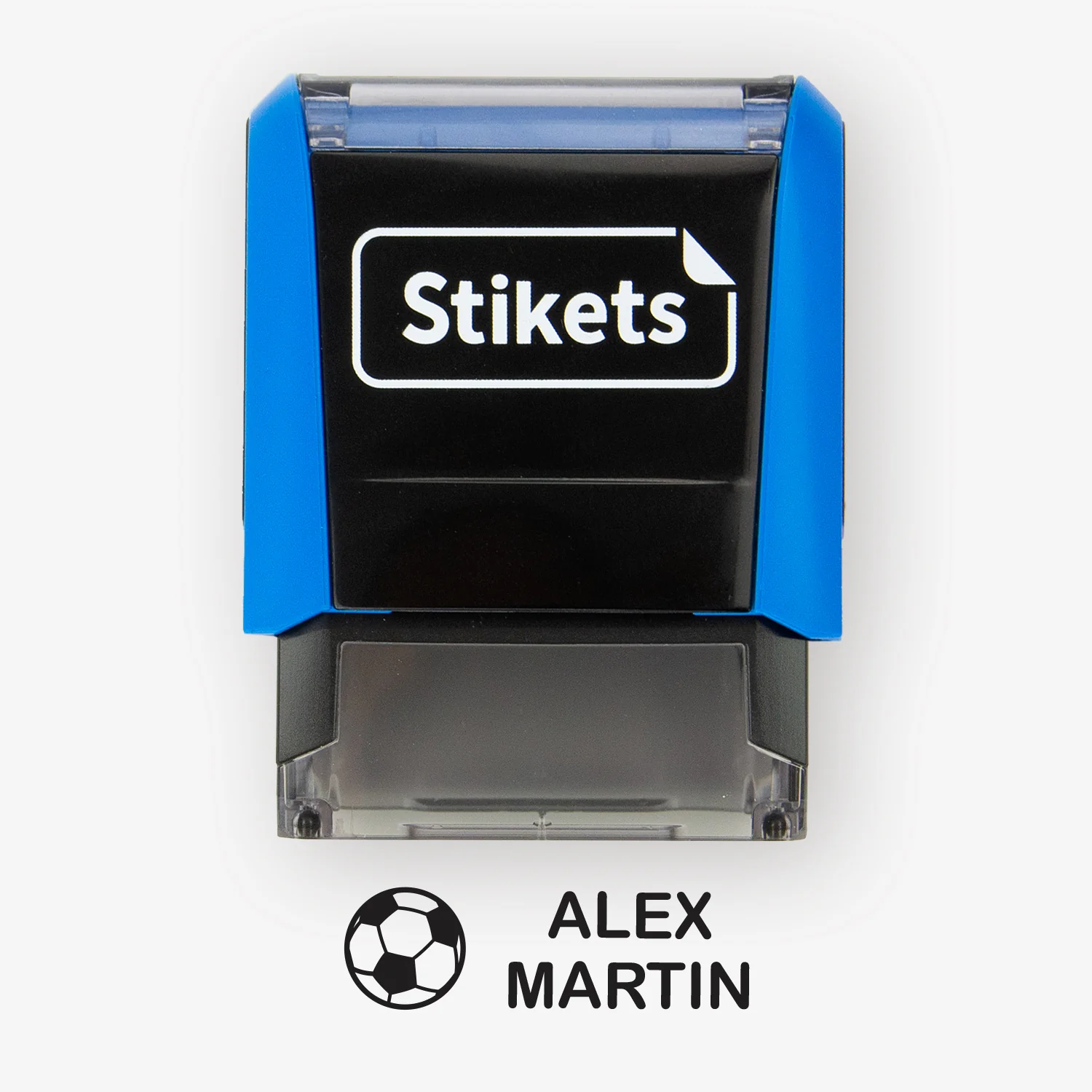 Sello rectangular personalizado Stikets con nombre e icono
