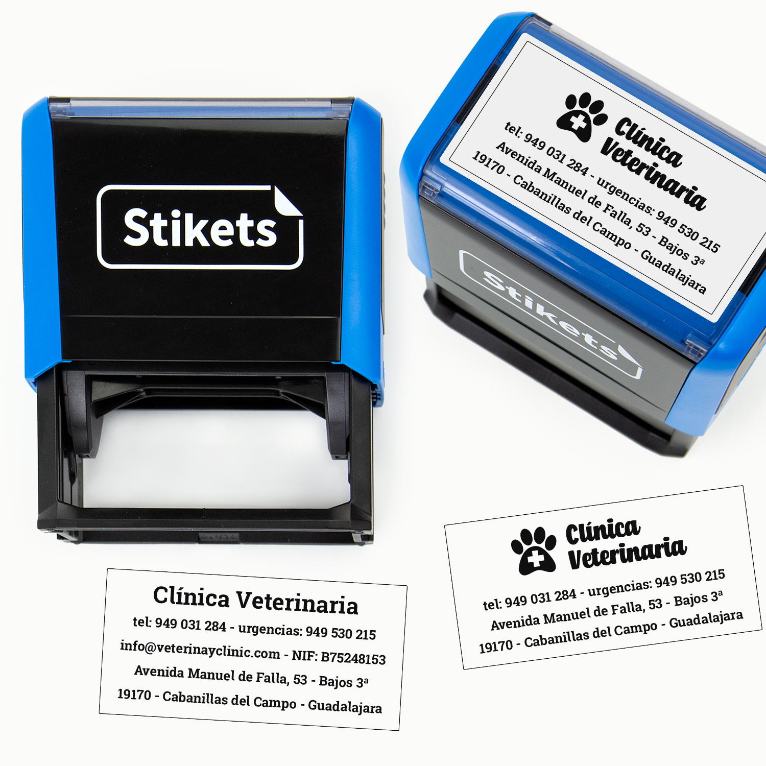 Sello automático grande para varias líneas de información de clínica