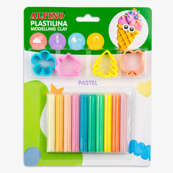 Kit de plastilina Alpino en colores pastel con moldes