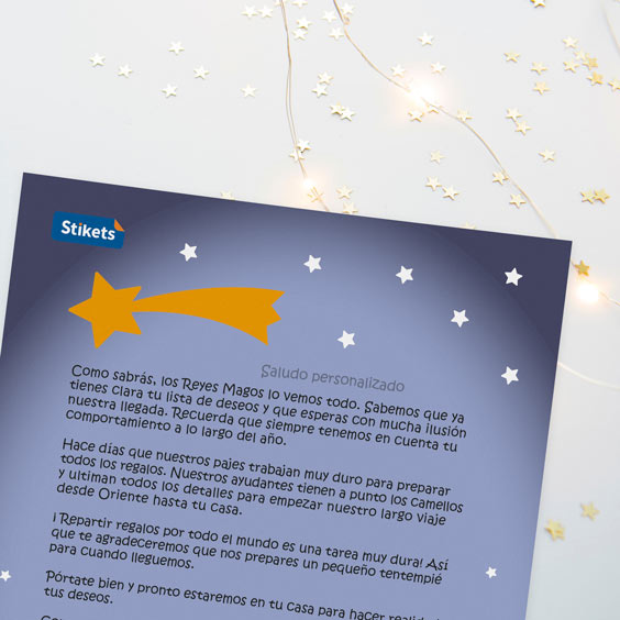 Carta de la noche de Reyes imprimible con fondo de cielo nocturno y estrella fugaz