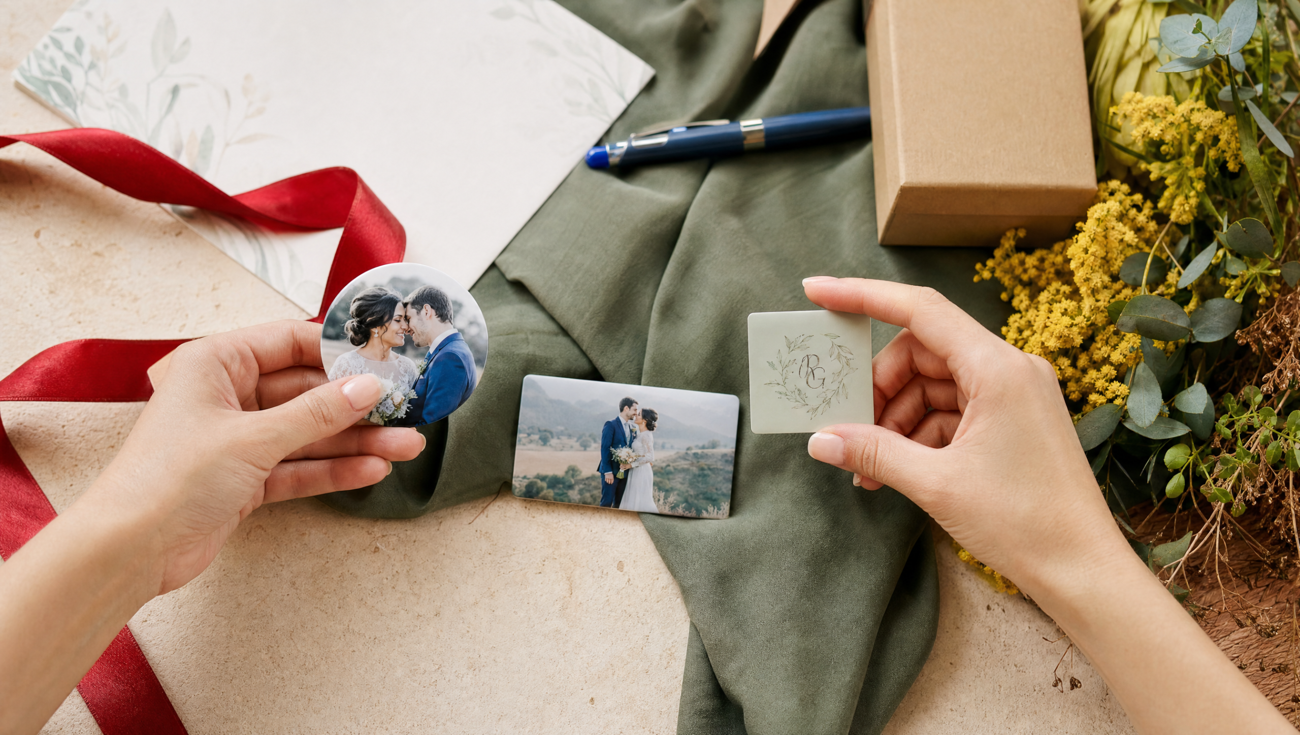 Comparación de imanes redondos, cuadrados y rectangulares para boda