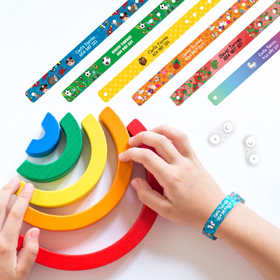 Pulsera identificativa infantil de tejido con cierre permanente