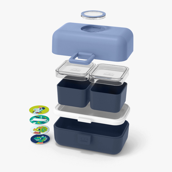 Fiambrera Monbento MB Tresor desmontada con sus recipientes y tapas