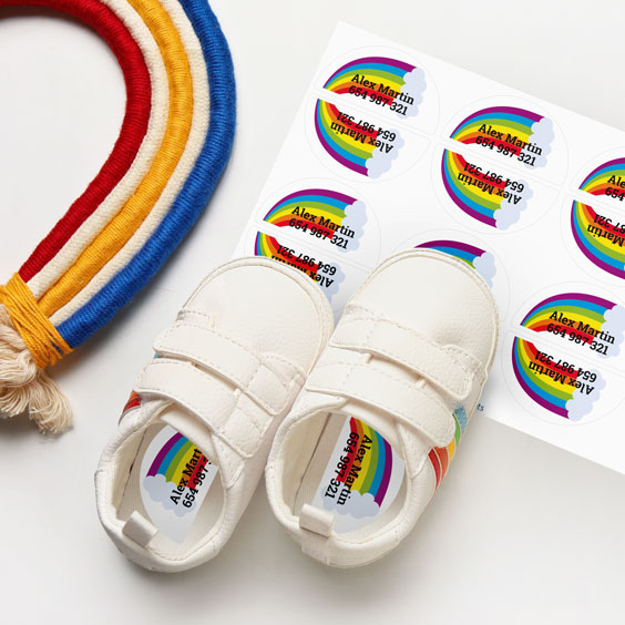 Etiquetas personalizadas para diferenciar el zapato derecho y el izquierdo