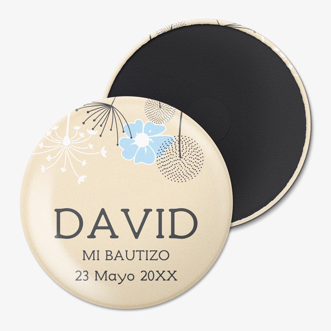 Imanes redondos de bautizo personalizados con fotografía